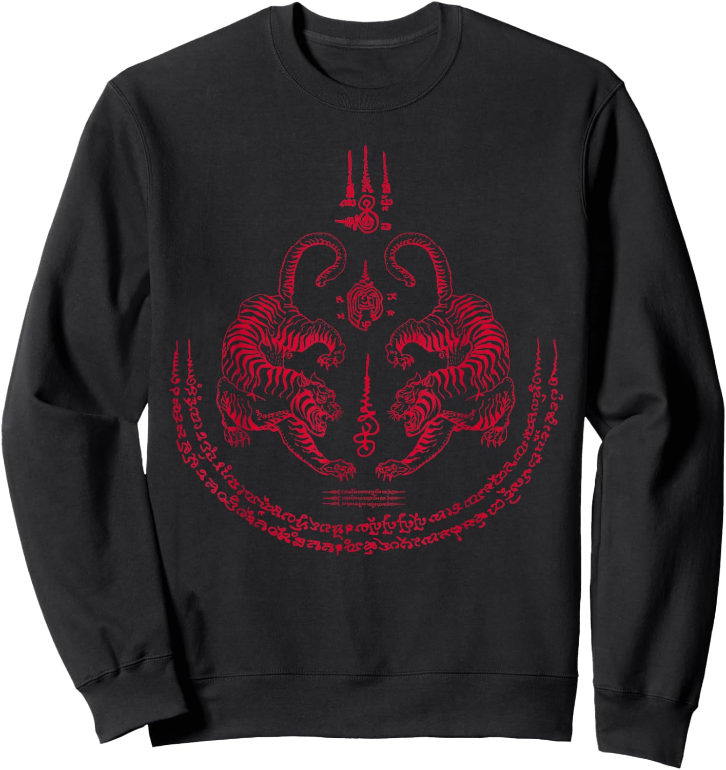 Thai Tiger Sak Yant Spiritual Symbols Thailand Sweatshirt - Sweatshirt | Black