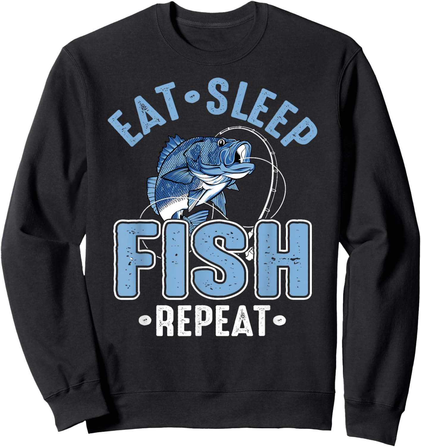 Eat Sleep Fish Repeat Sweatshirt - Sweatshirt | Black