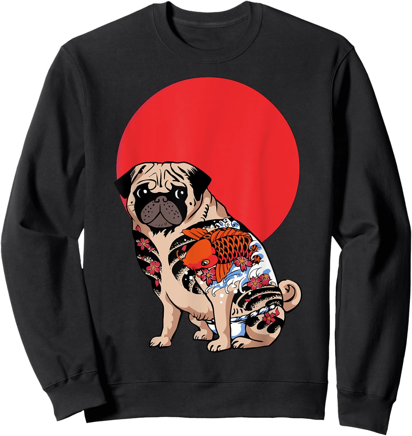 Yakuza Pug Tattoo T- Shirt by Huebucket Sweatshirt - Sweatshirt | Black