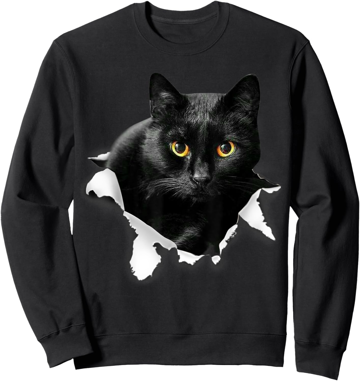 Black Cat Torn Cloth Gifts For Cat Lover, Cat Dad, Cat Mom Sweatshirt - Sweatshirt | Black