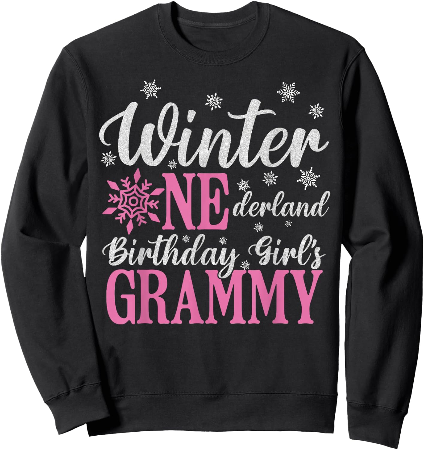 Grammy Pink Winter Onederland 1st Birthday Girl Snowflake Sweatshirt - Sweatshirt | Black