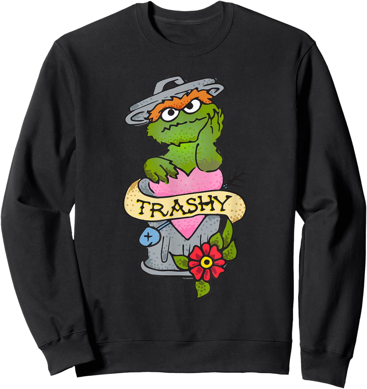 Sesame Street Oscar The Grouch Trashy Tattoo Sweatshirt - Sweatshirt | Black