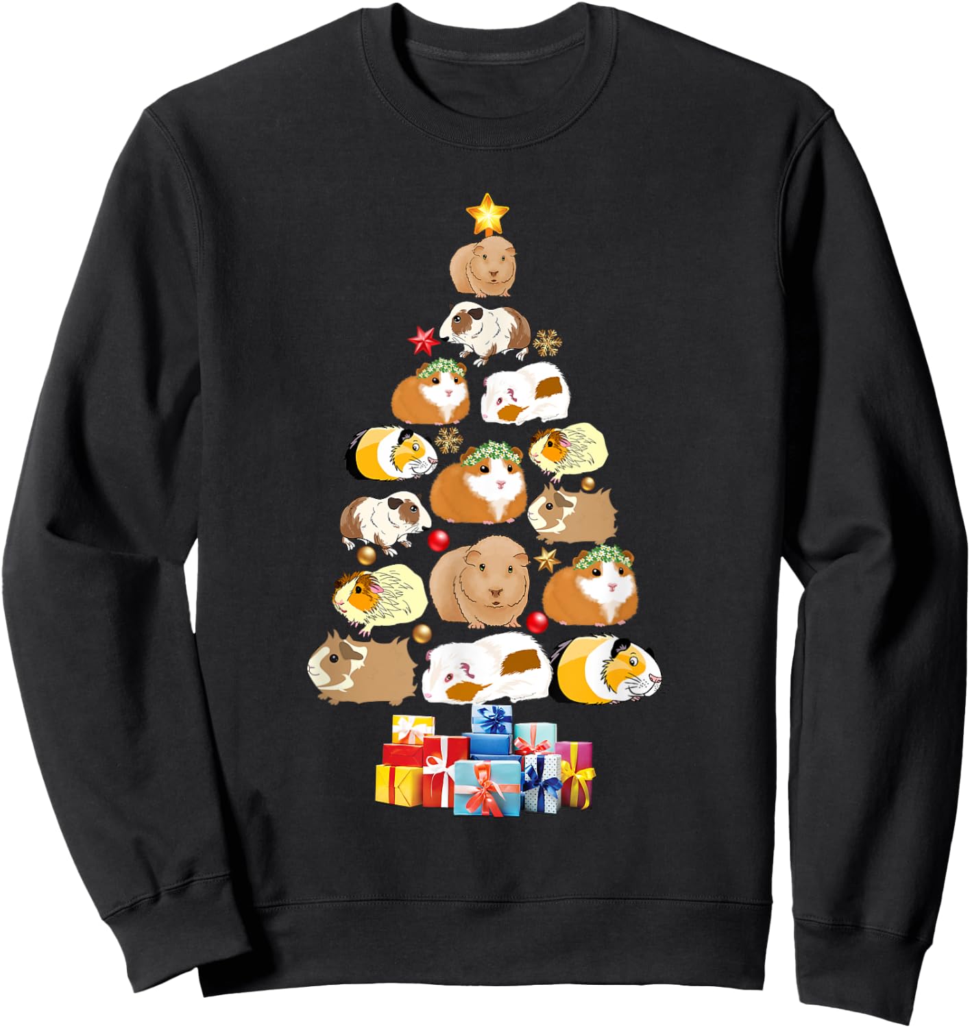 Tree Guinea Pig Christmas Animals Lovers Xmas Pajamas Gifts Sweatshirt - Sweatshirt | Black