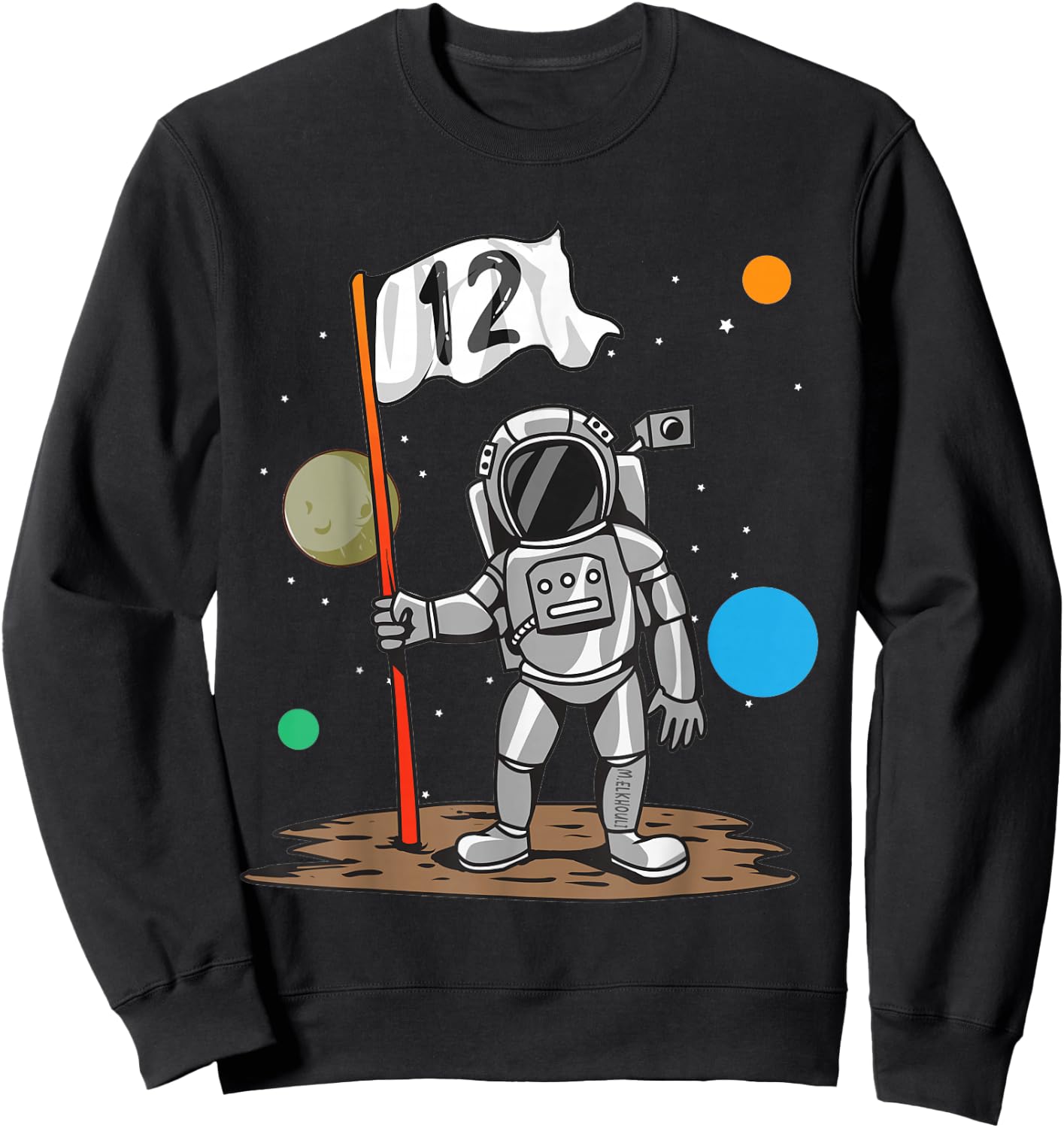 12th Birthday Outer Astrology | 12 Year Astronaut Space Sweatshirt - Sweatshirt | Black