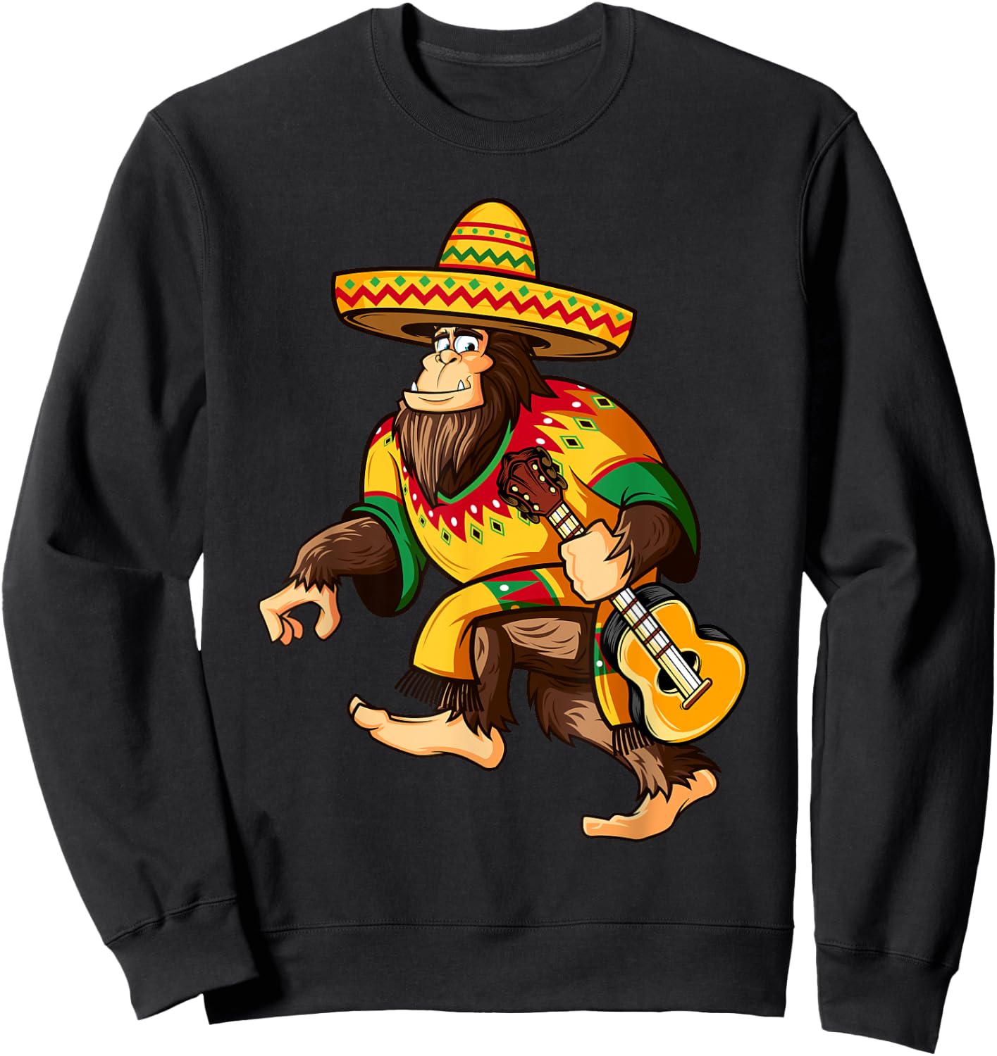 Funny Bigfoot El Squatcho Cinco De Mayo Mexican Sombrero Sweatshirt - Sweatshirt | Black