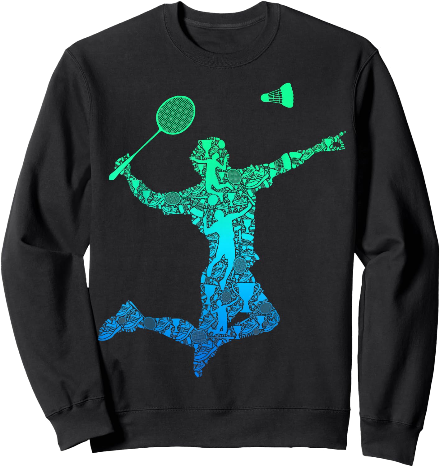 Badminton Player Shuttlecock Boys Kids Men Youth Sweatshirt - Sweatshirt | Black