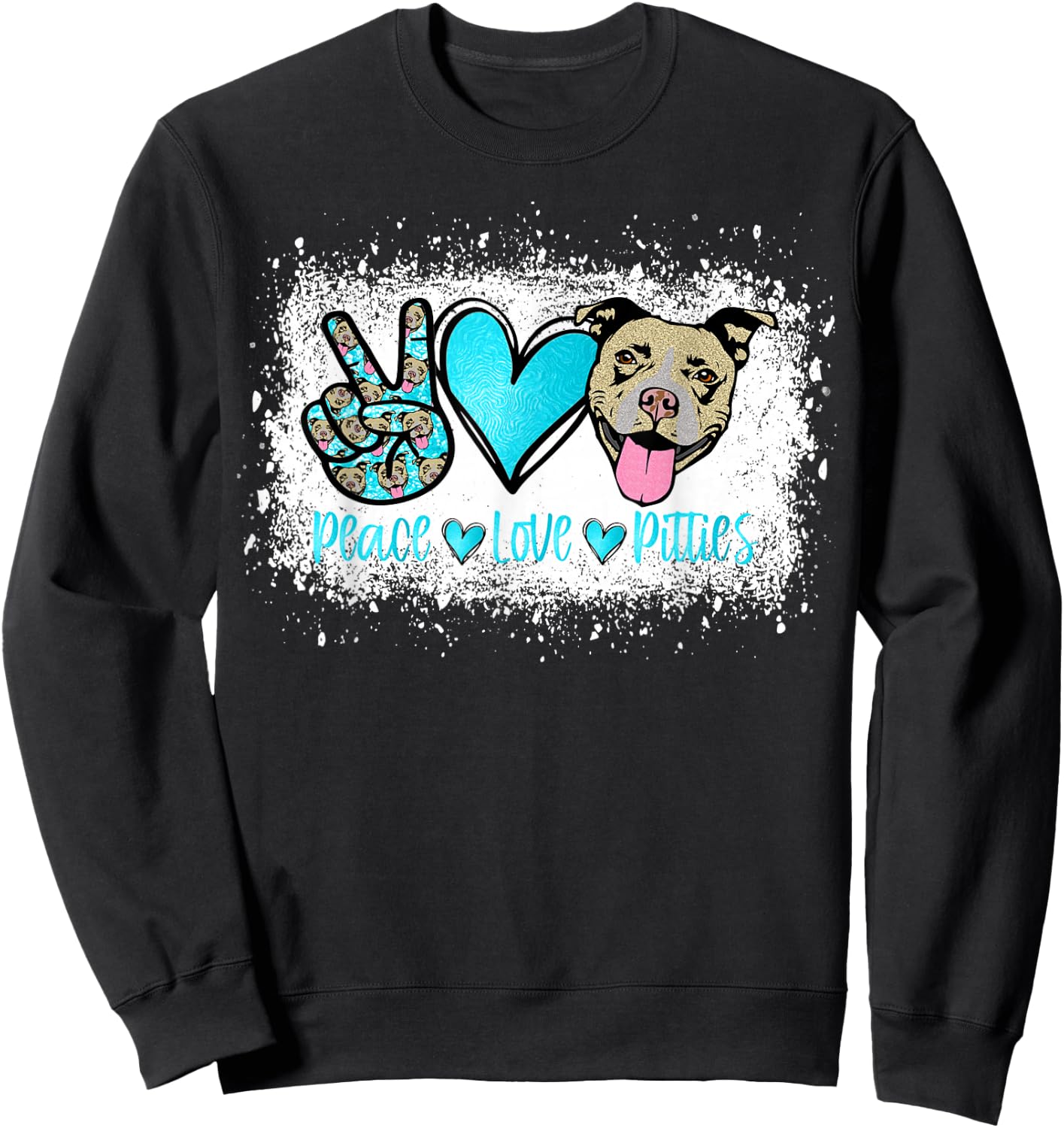 Peace Love Pitties Pitbull Lover Pet Owner Fur Mama Dog Mom Women Sweatshirt - Sweatshirt | Black