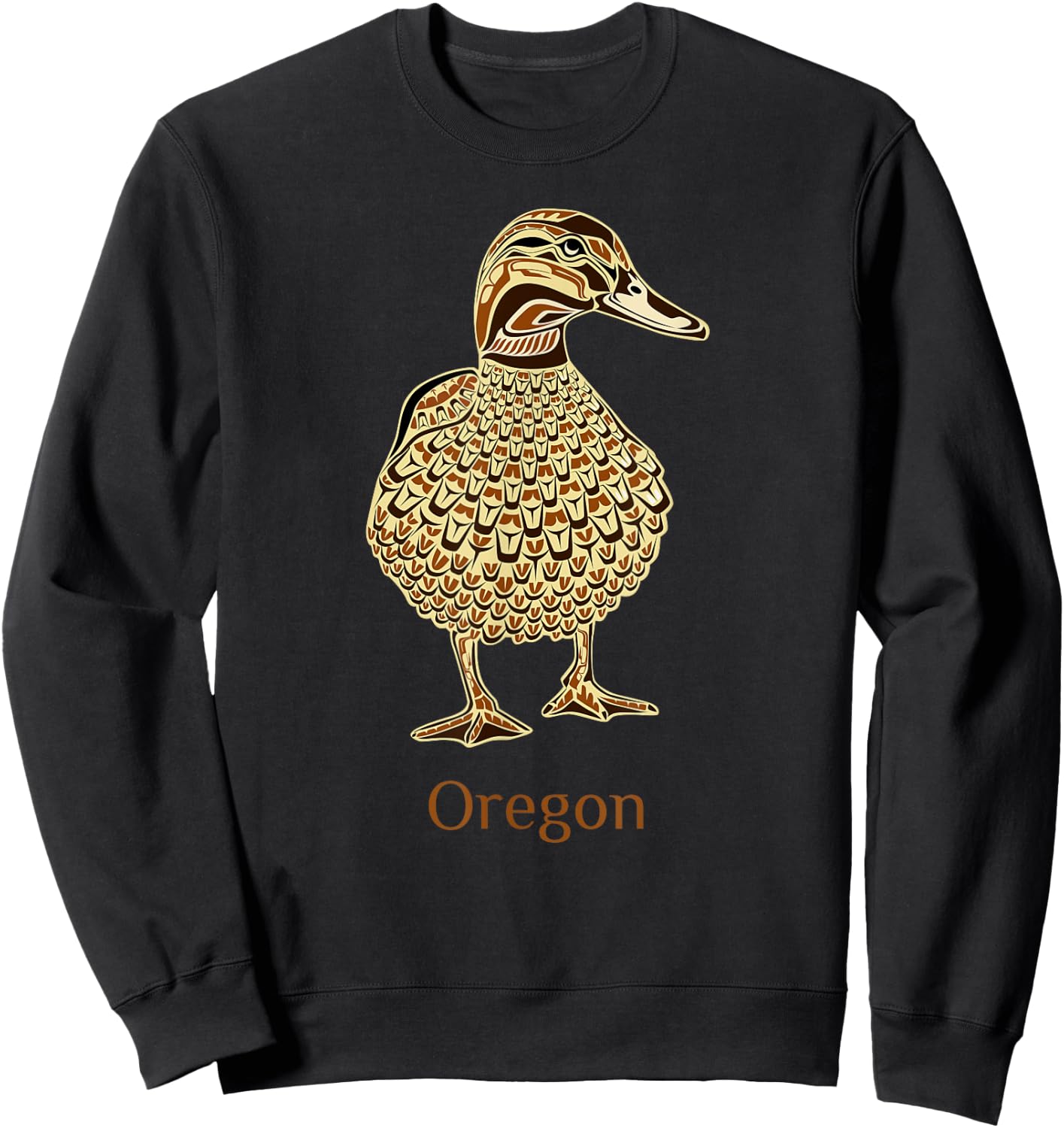 Oregon Mallard Duck Bird Lover Native American Style Birding Sweatshirt - Sweatshirt | Black