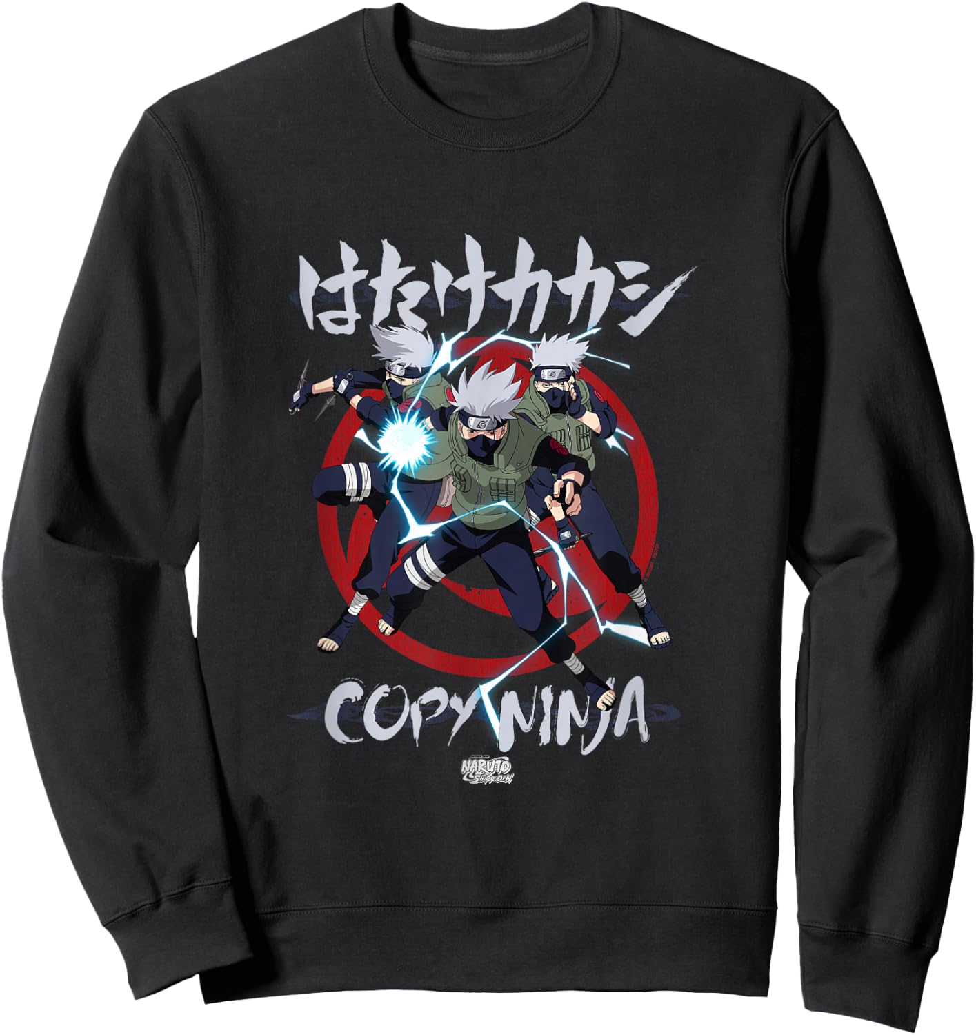 Naruto Shippuden Kakashi Copy Ninja Lightning Anime Sweatshirt - Sweatshirt | Black