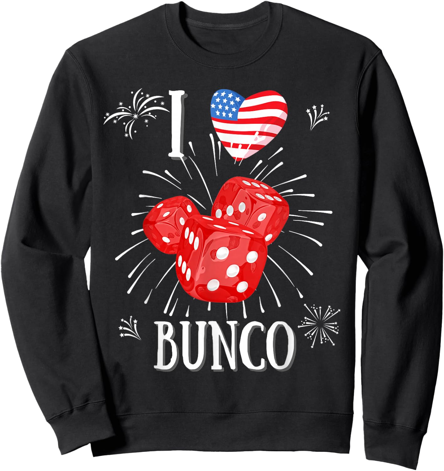 Fun Bunco Patriotic Fireworks 4th-July Sweatshirt - Sweatshirt | Black