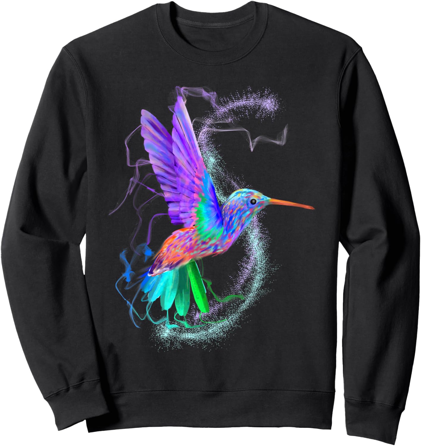 Colorful Rainbow Hummingbird Spring Garden Bird Summer Shirt Men Women Kids Sweatshirt - Sweatshirt | Black