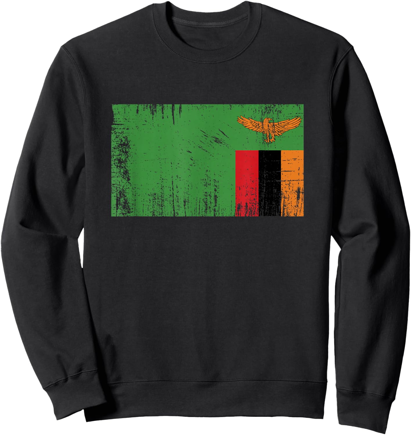 Retro Vintage Zambian Banner Flag Zambia Fan Sweatshirt - Sweatshirt | Black