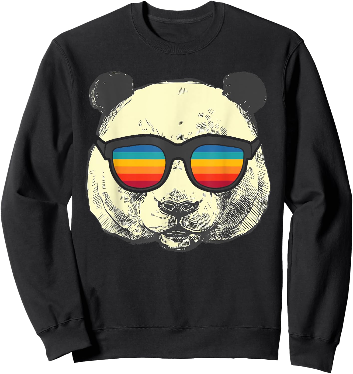 Retro Panda With Sunglasses Sweatshirt - Sweatshirt | Black