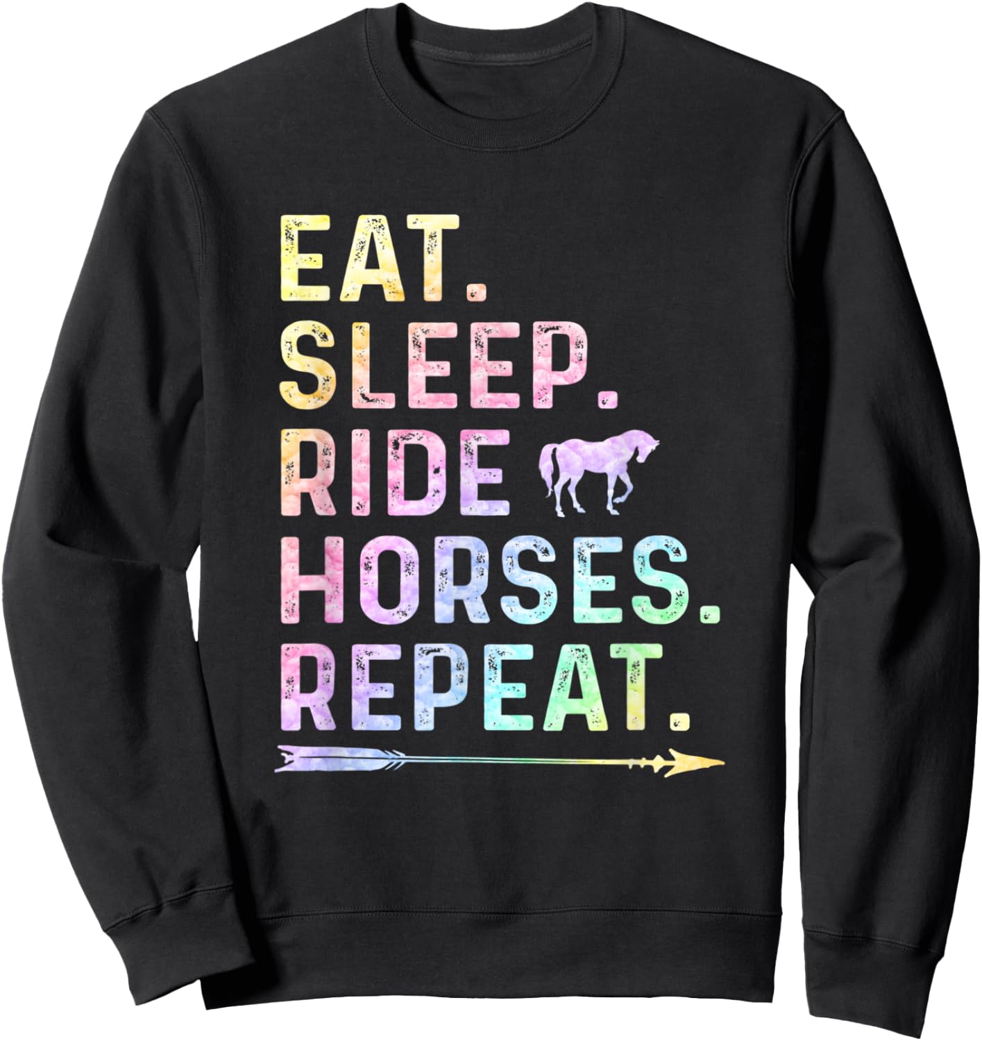 Horse Girl Eat Sleep Ride Horses Repeat Horseback Riding Sweatshirt - Sweatshirt | Black