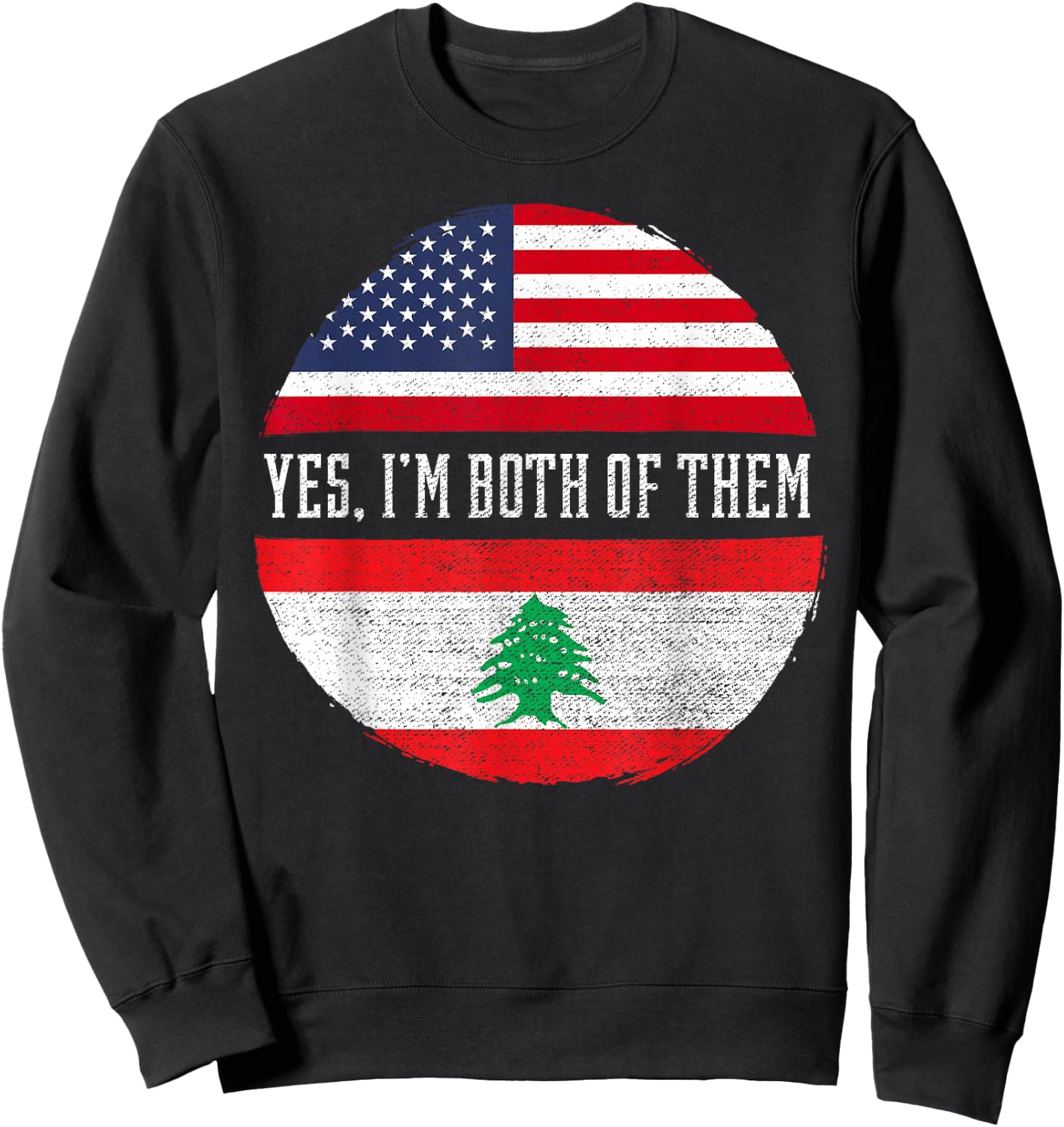 Half American Half Lebanese USA Flag Lebanon Heritage DNA Kids Men Sweatshirt - Sweatshirt | Black