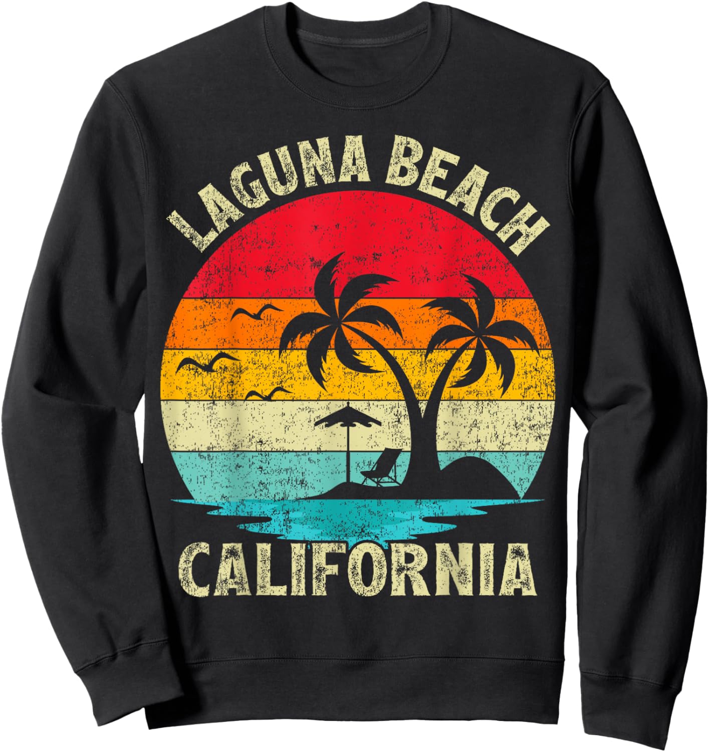 Family Vacation Vintage Retro California Laguna Beach Sweatshirt - Sweatshirt | Black