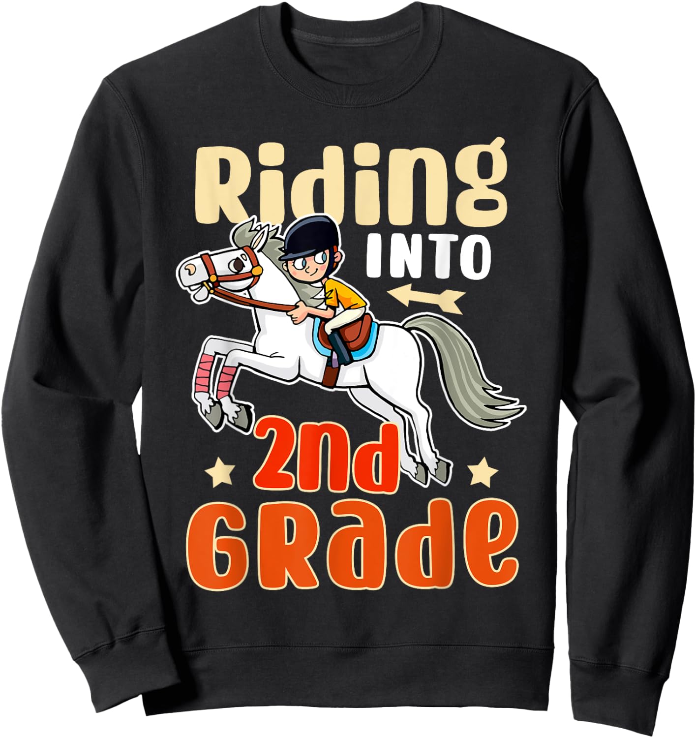 Funny Horse Lover Riding Into 2nd Grade Back To School Sweatshirt - Sweatshirt | Black