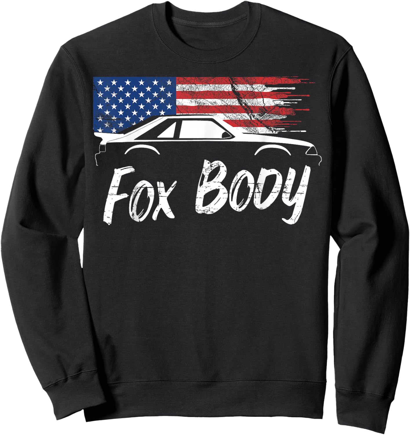 Foxbody 5.0 American Flag Stang Muscle Car Sweatshirt - Sweatshirt | Black