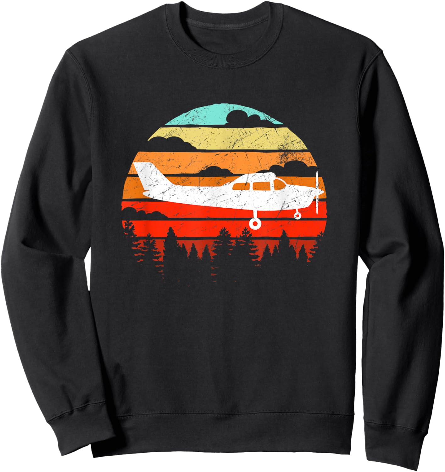 Pilot Gift Retro C172 Aircraft Flying Aviation Sweatshirt - Sweatshirt | Black