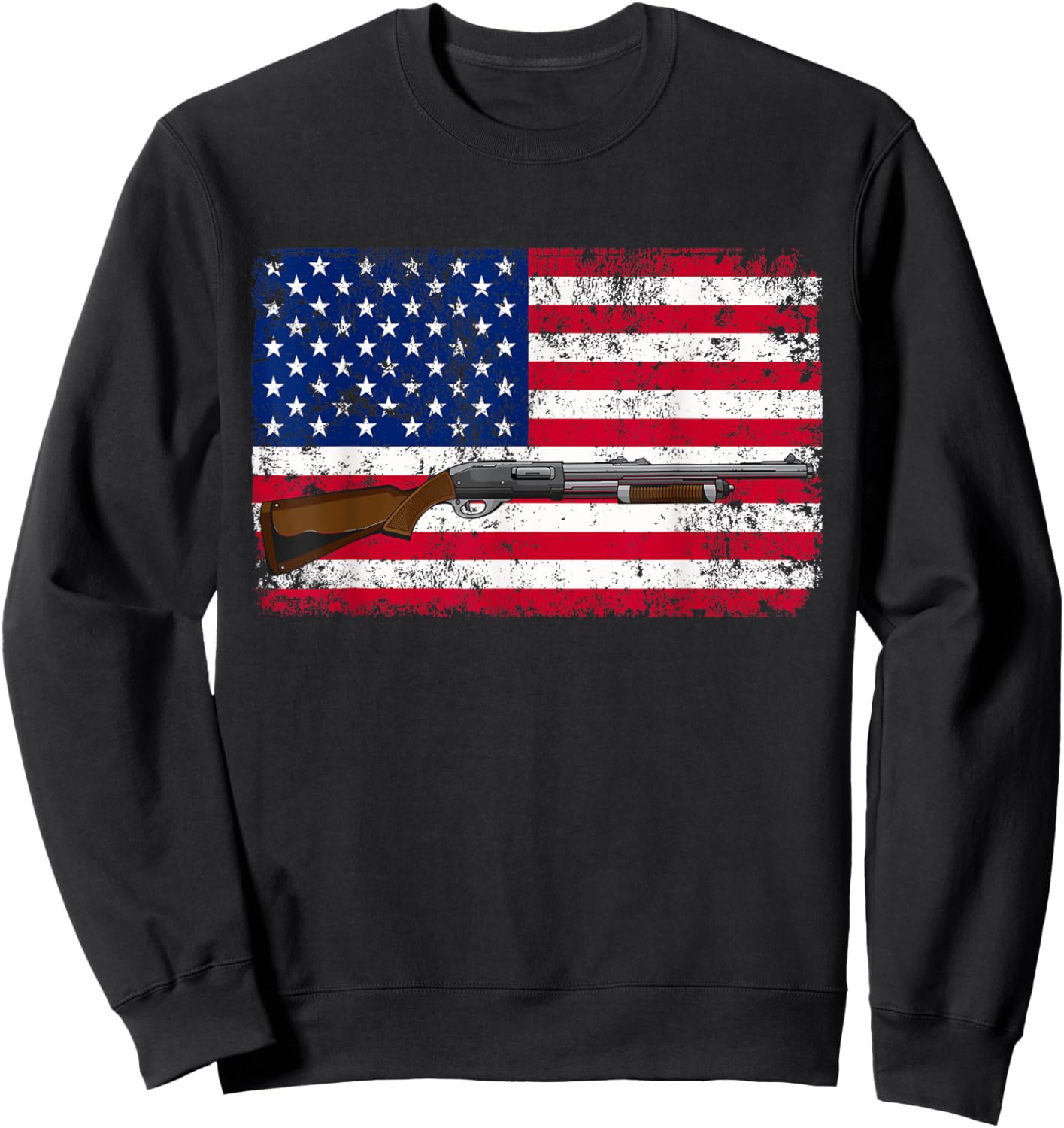 Clay Pigeon Shooting USA Shotgun Flag - Shotgun Sweatshirt - Sweatshirt | Black