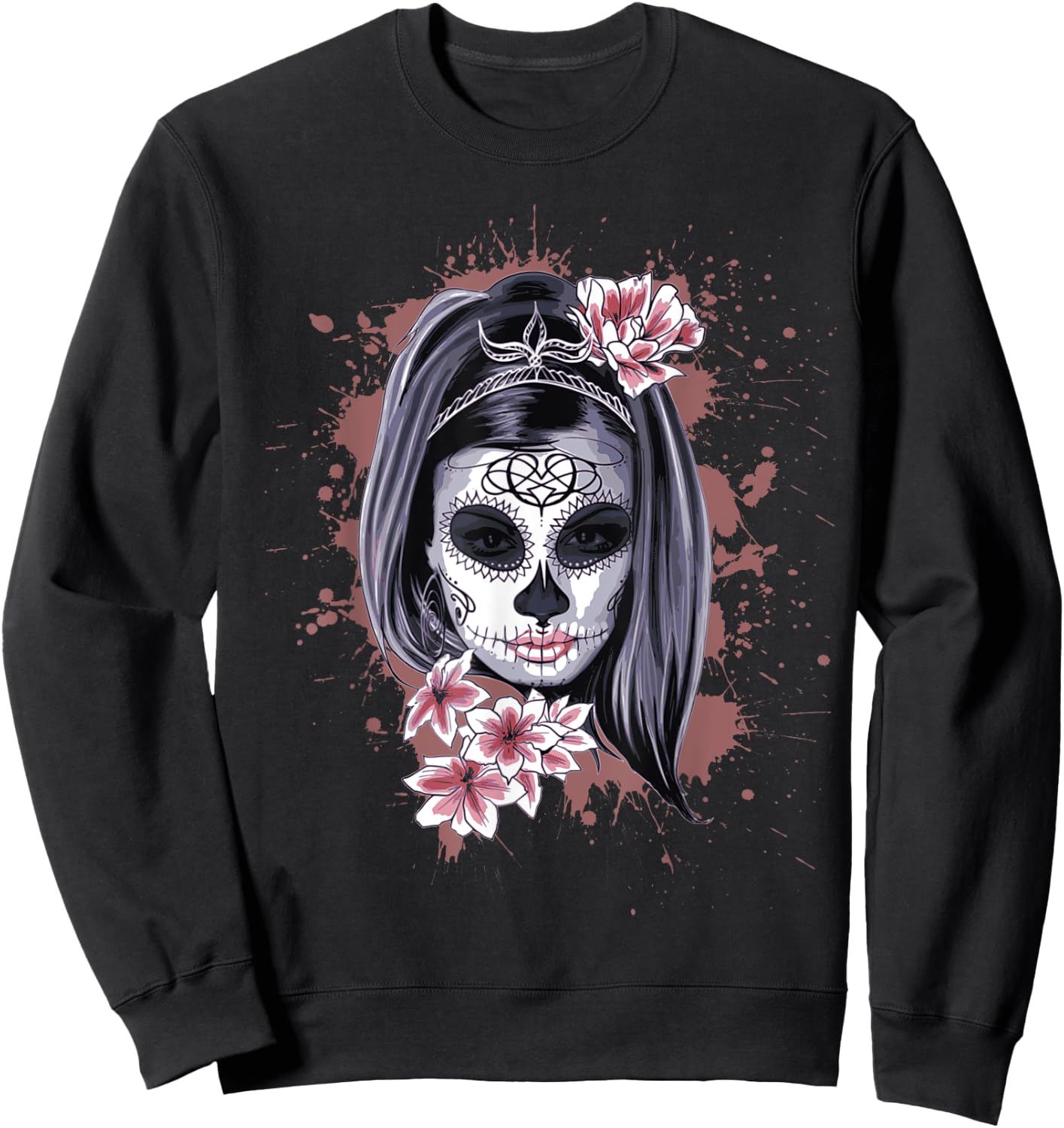 La Calavera Catrina Halloween Candy Sugar Skull Girl Sweatshirt - Sweatshirt | Black