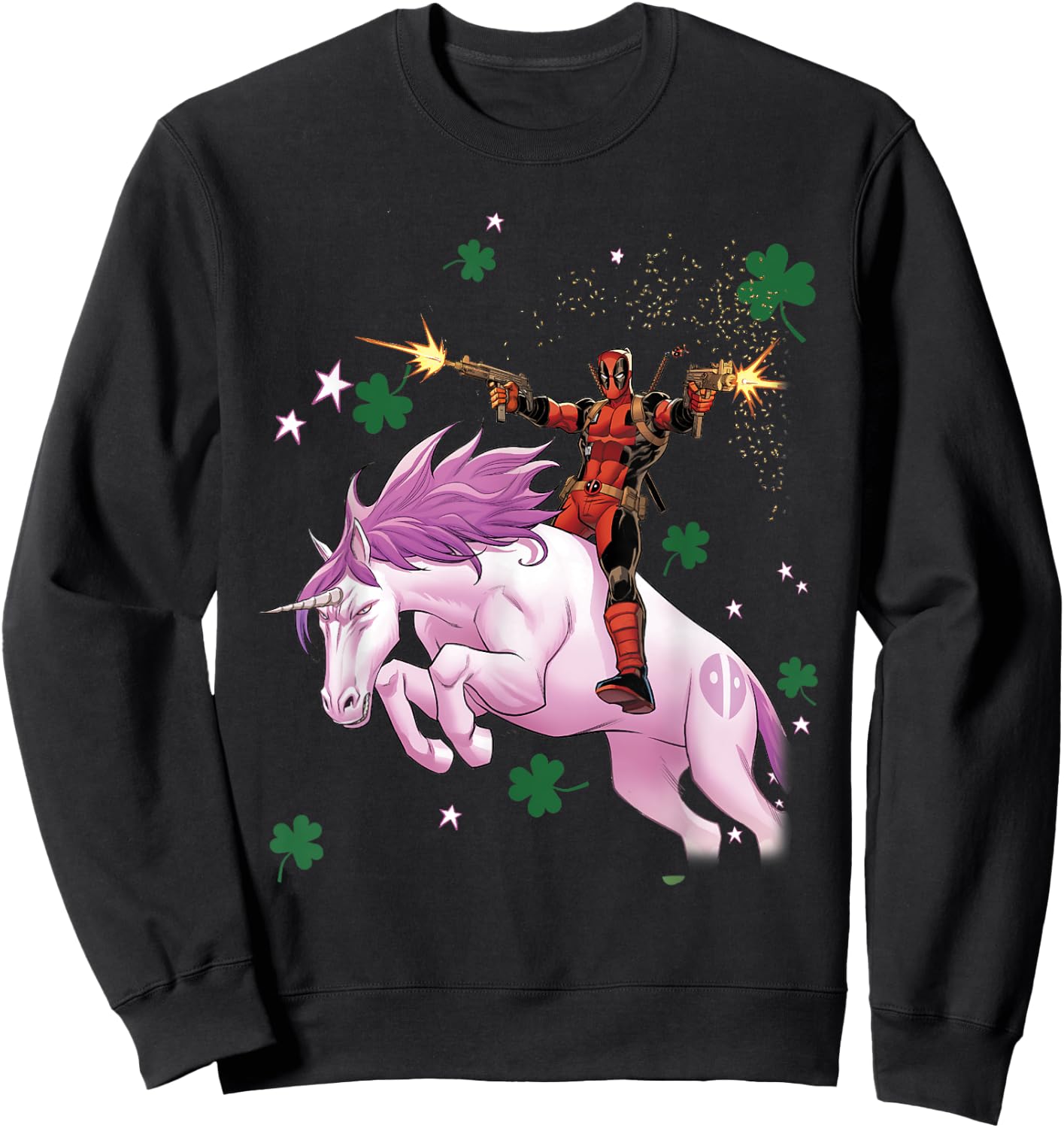 Marvel Deadpool Unicorn St. Patrick's Day Sweatshirt - Sweatshirt | Black