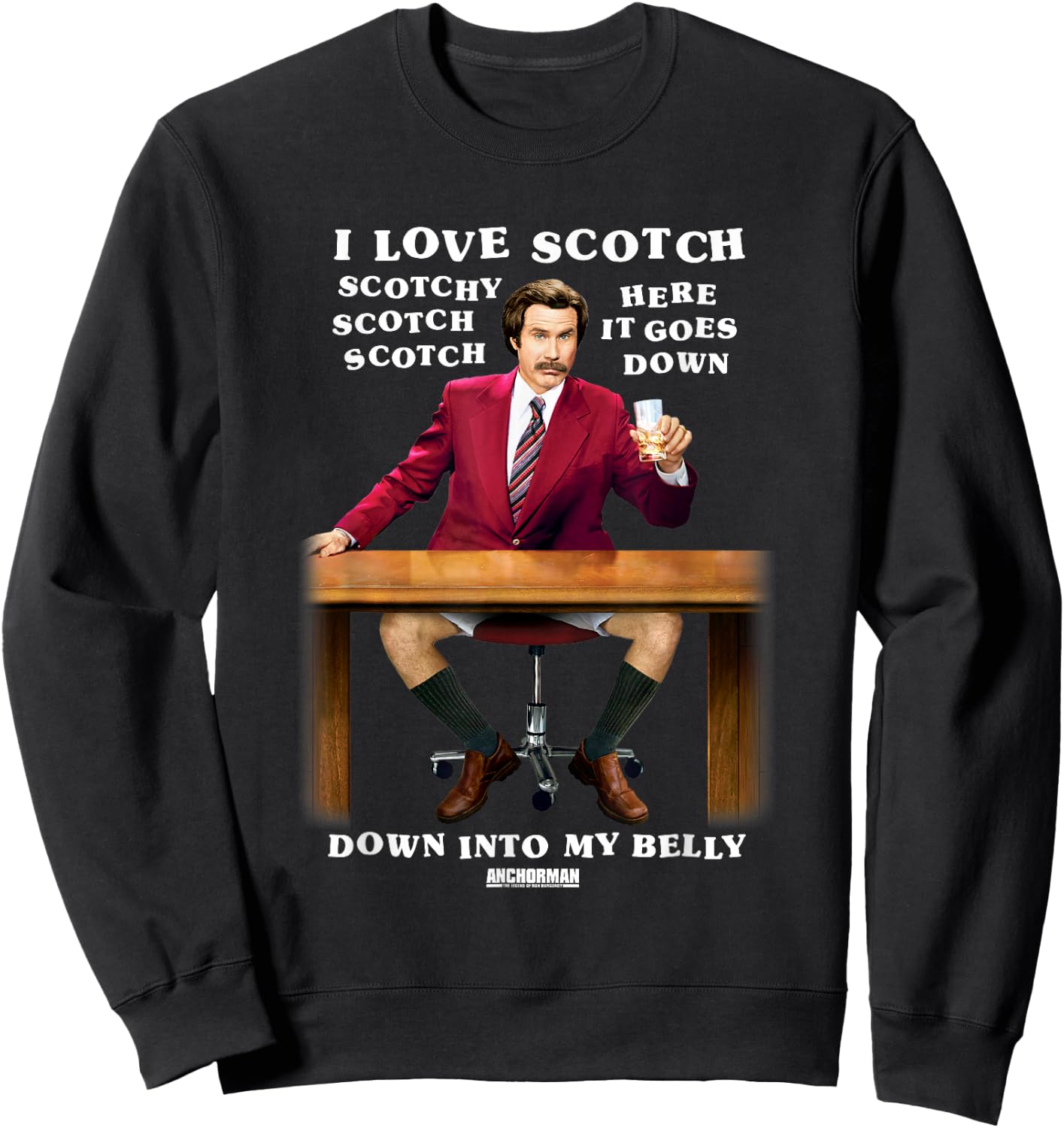 Anchorman Ron I Love Scotch Sweatshirt - Sweatshirt | Black