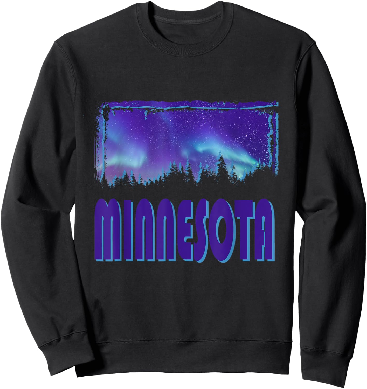 Minnesota - Northern Lights - Aurora Borealis - Night Stars Sweatshirt - Sweatshirt | Black