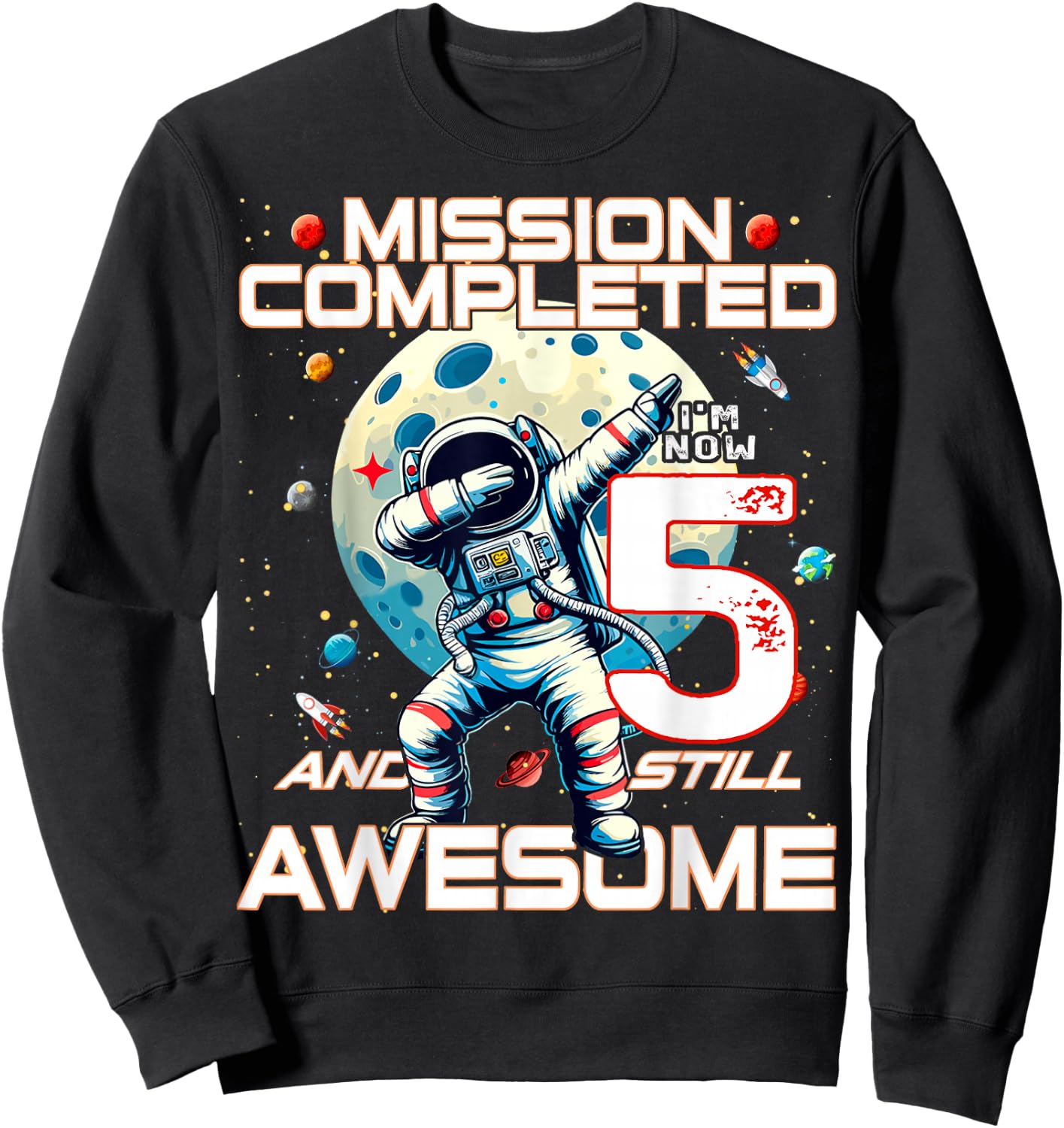 5th Birthday Astronaut Astronomy 5th Year Old Birthday Sweatshirt - Sweatshirt | Black