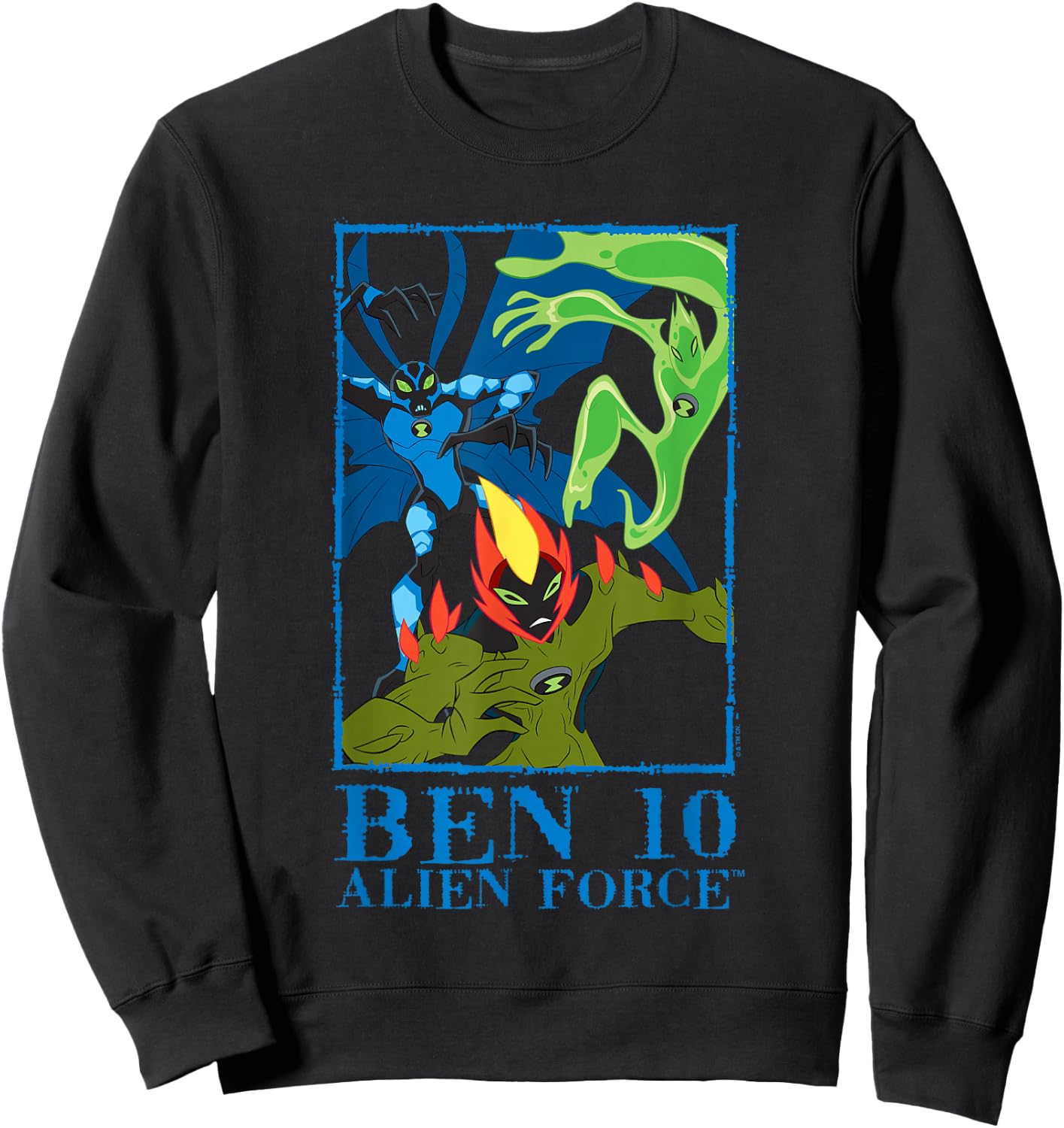 Ben 10: Alien Force Big Chill Swampfire & Goop Epic Poster Sweatshirt - Sweatshirt | Black