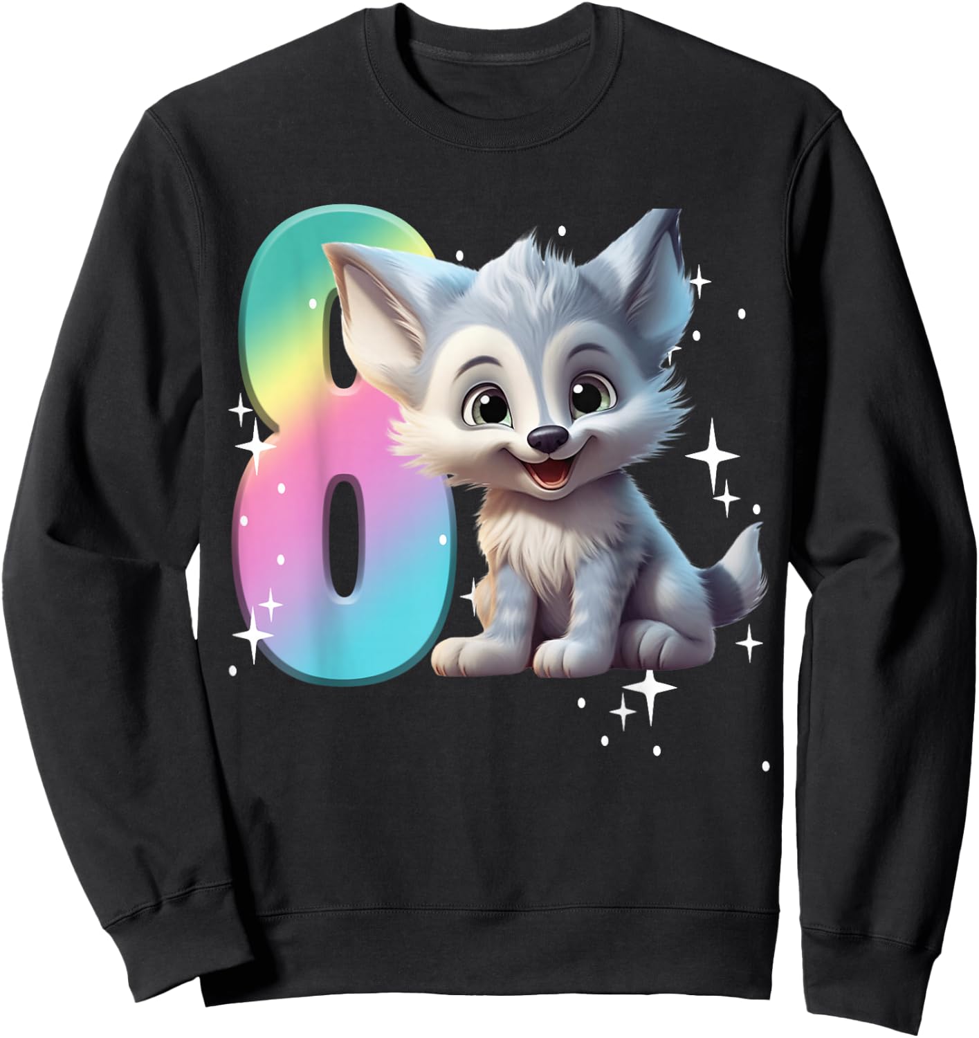 8th Birthday Wolf Shirt Birthday Girl Outfit Wolves 8 Eight Sweatshirt - Sweatshirt | Black