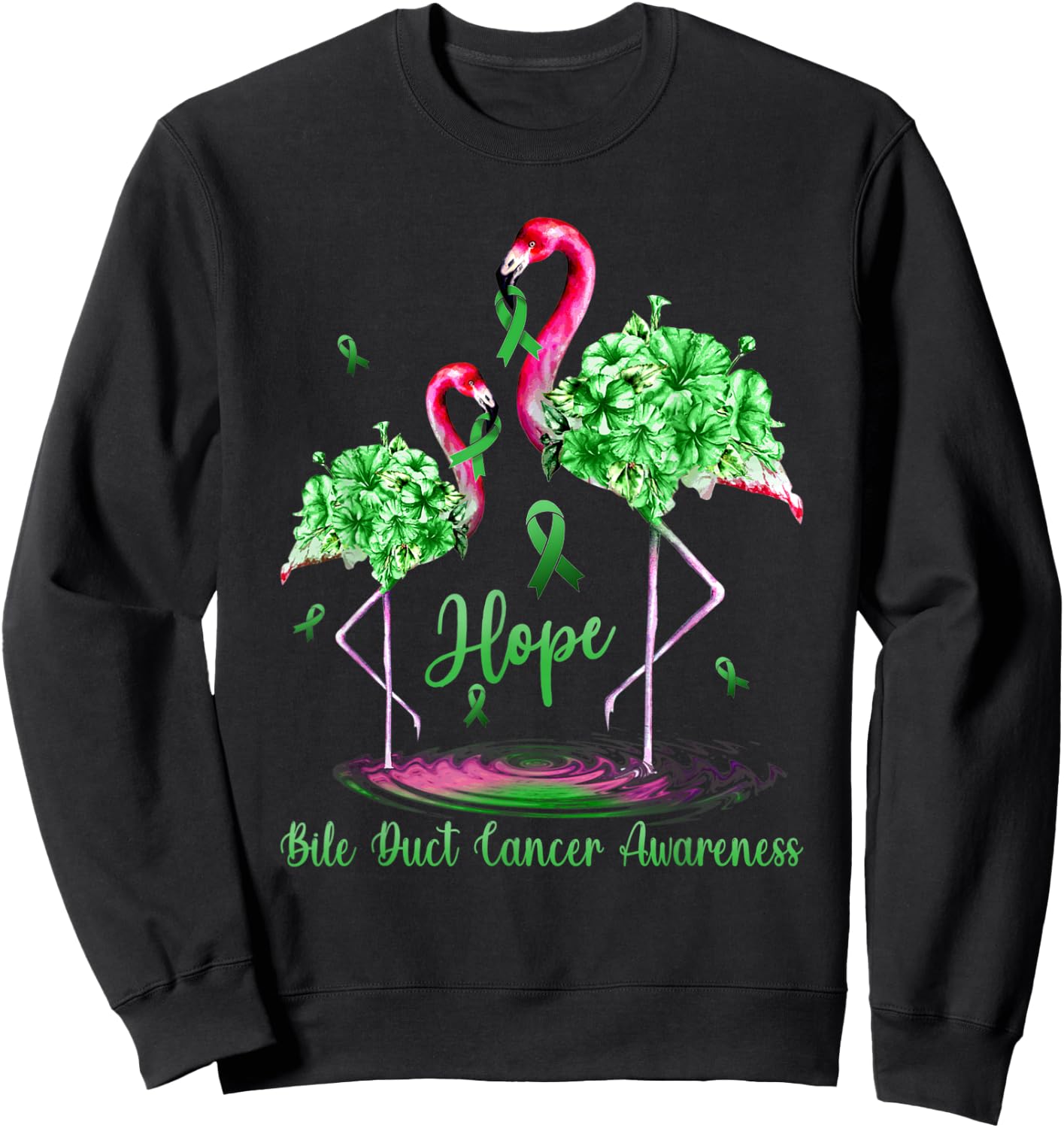 Flamingo Bile Duct Cancer Awareness Sweatshirt - Sweatshirt | Black
