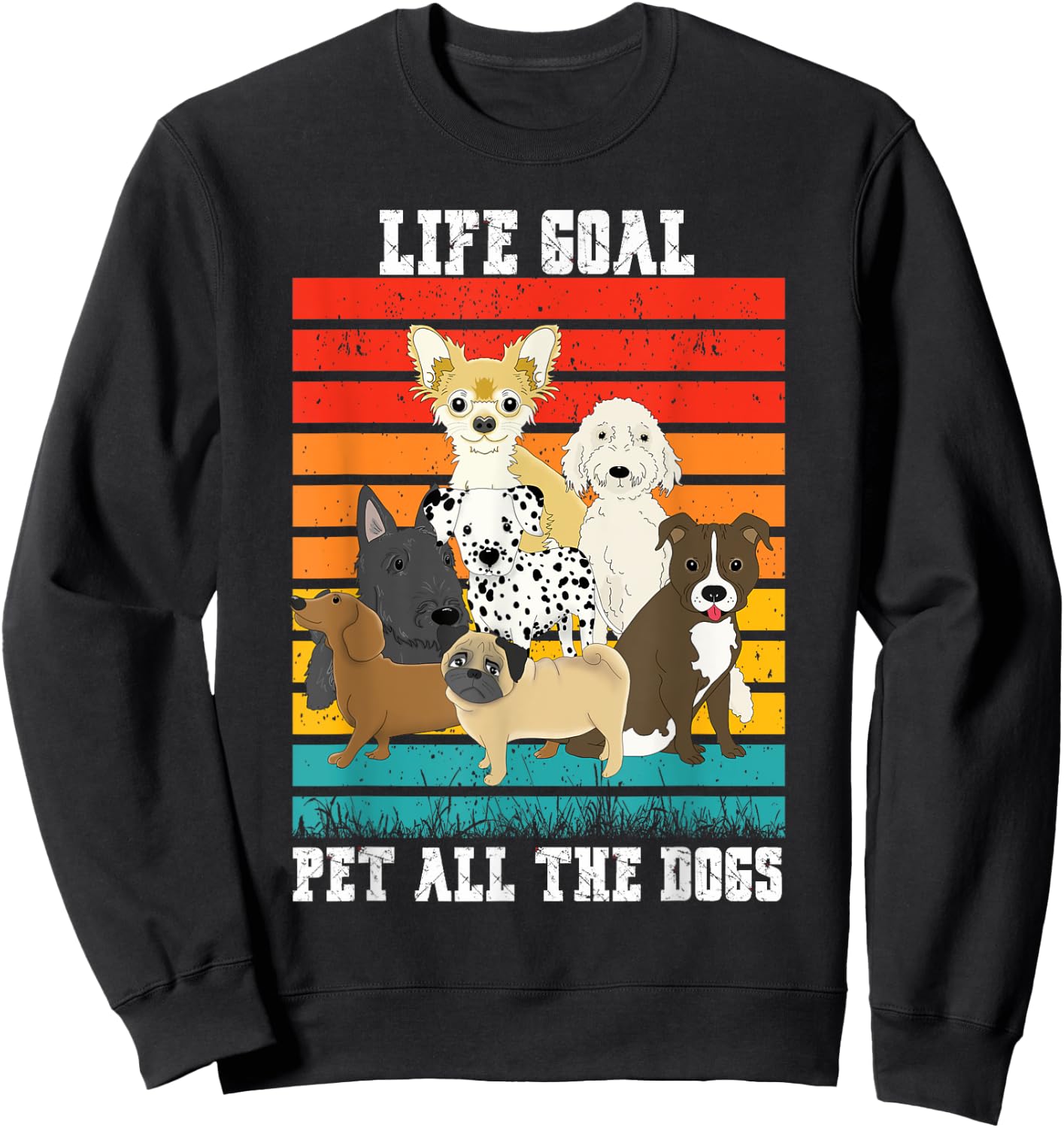 Funny Vintage Dog Lover Life Goal Pet All The Dogs Women Kids Sweatshirt - Sweatshirt | Black