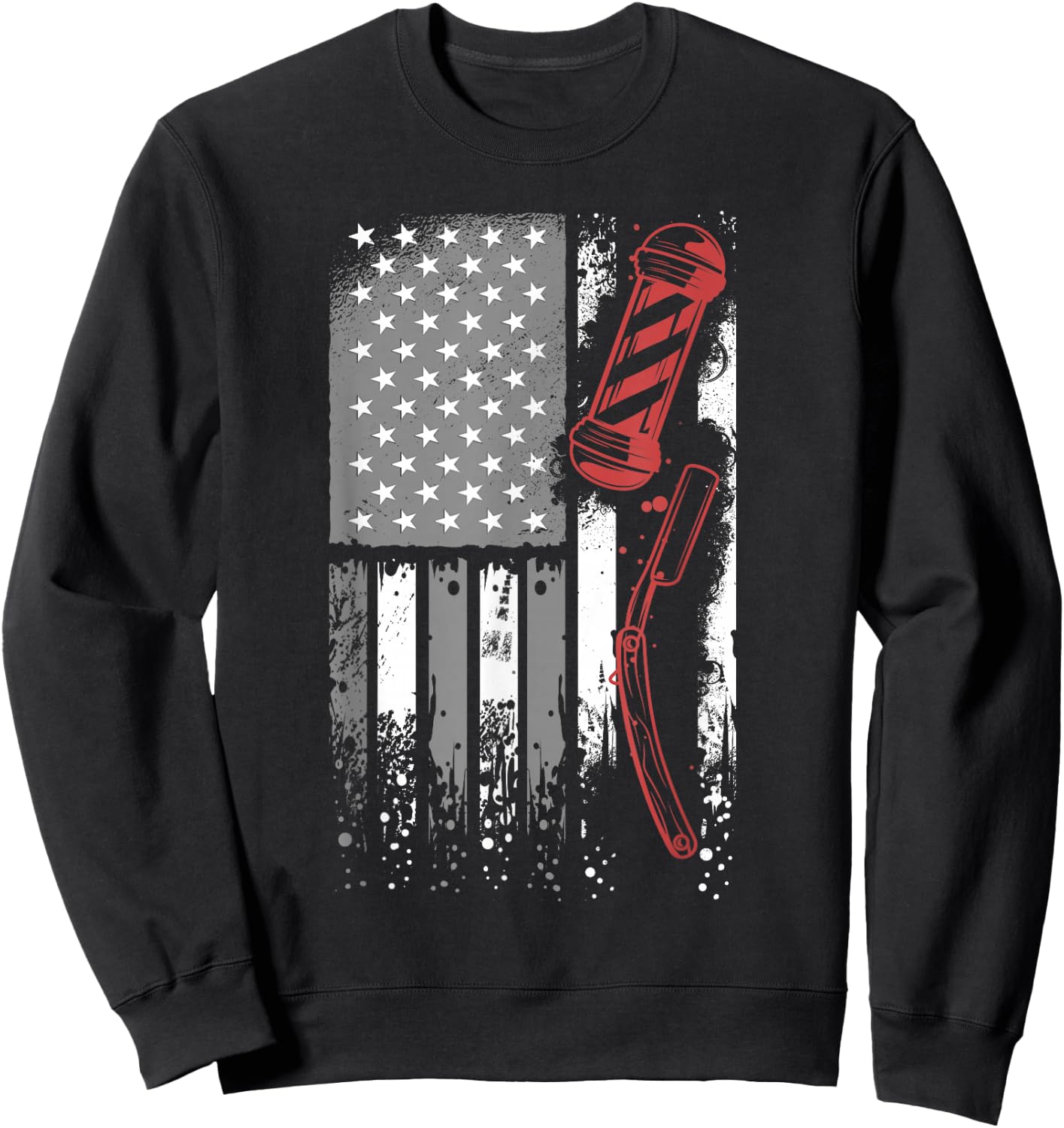 Barber USA Flag Hairdresser - Coiffeur Barbershop Barber Sweatshirt - Sweatshirt | Black