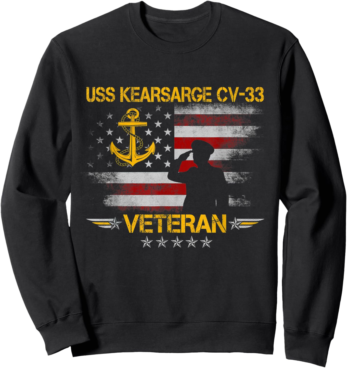 USS Kearsarge (CV-33) Aircraft Carrier Veteran Flag Vintage Sweatshirt - Sweatshirt | Black