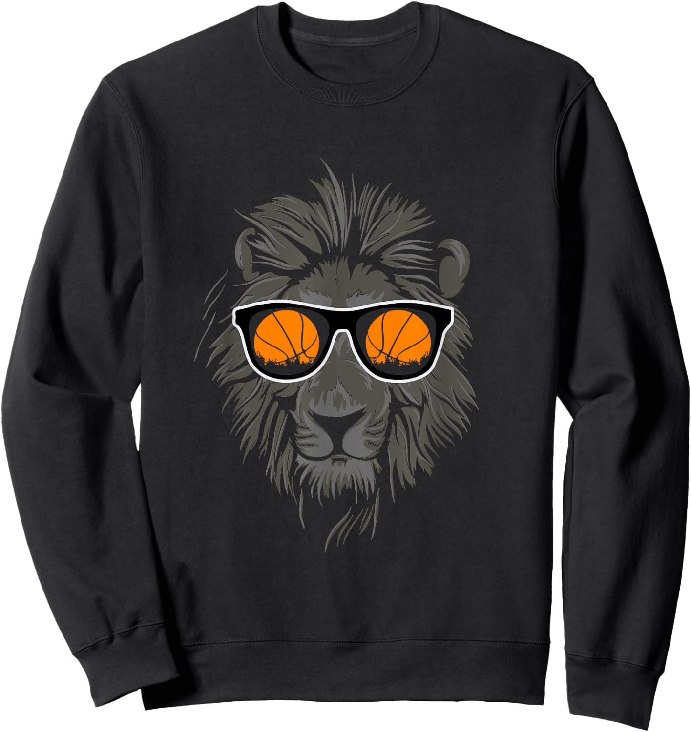 Cool Basketball Lion With Sunglasses Sweatshirt - Sweatshirt | Black