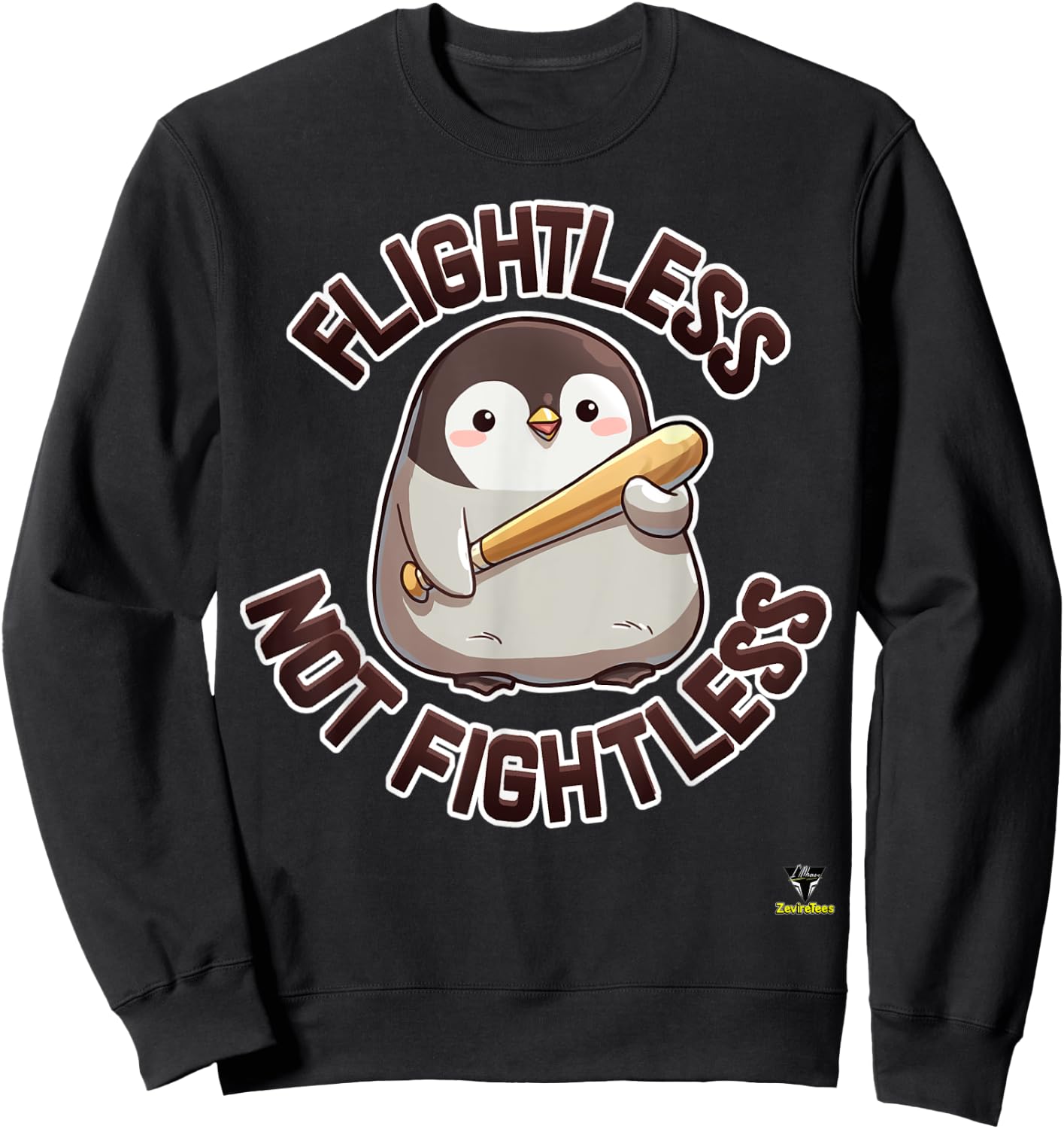 Flightless not Fightless - a menacing penguin Sweatshirt - Sweatshirt | Black