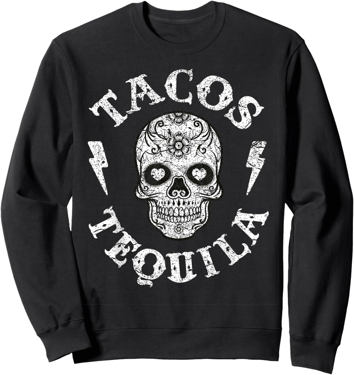 Sugar Skull Tacos & Tequila Apparel Mexican Fun Wear Women Sweatshirt - Sweatshirt | Black
