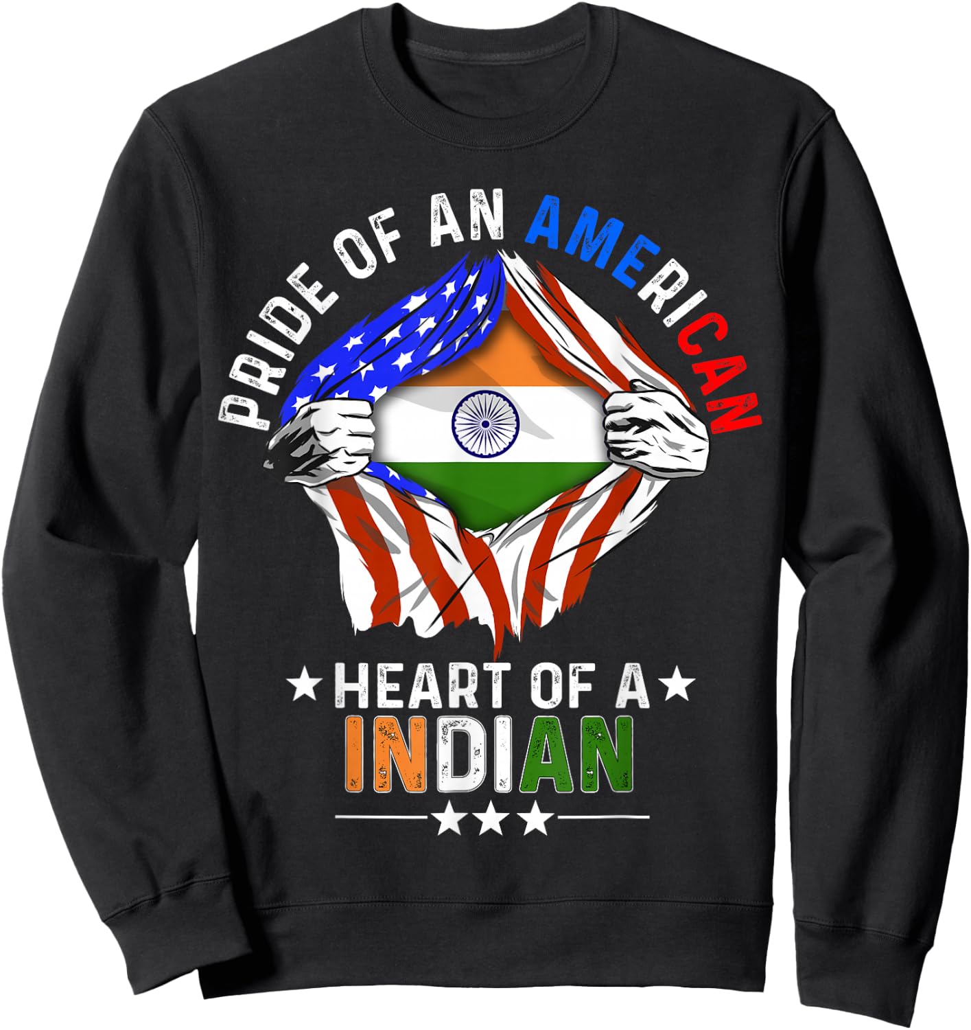 Indian American America Pride Foreign Country India Flag Sweatshirt - Sweatshirt | Black