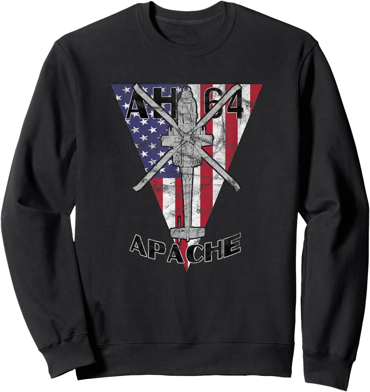 AH-64 Apache attack helicopter patriotic vintage design Sweatshirt - Sweatshirt | Black