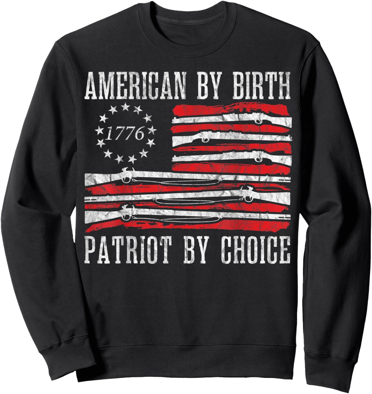 American By Birth Patriot By Choice Vintage American Flag Women Men Sweatshirt - Sweatshirt | Black