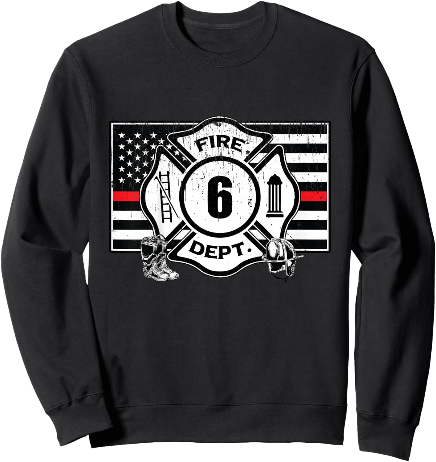 6th Birthday Firefighter Fire Truck 6 Year Old Sweatshirt - Sweatshirt | Black