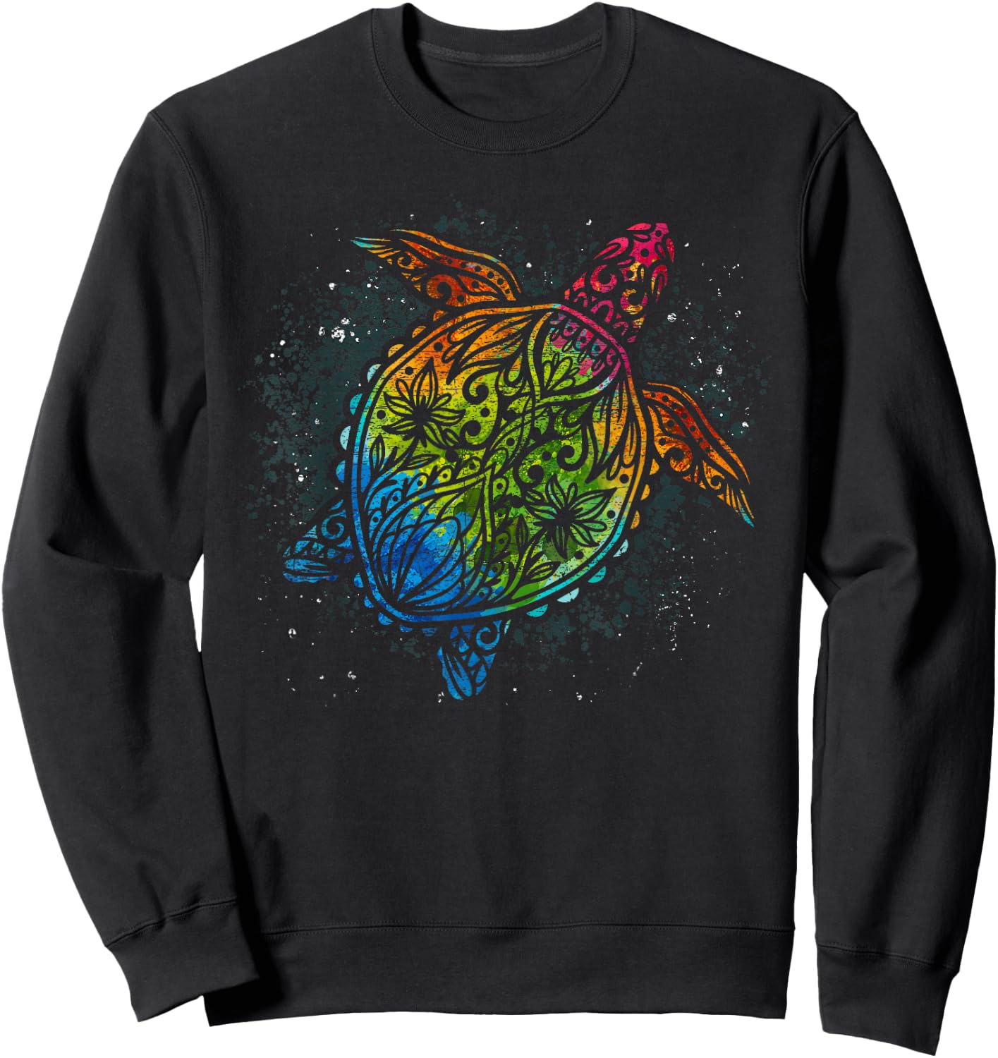 Sea Turtle Hawaii Colourful Animal Motif Turtle Sweatshirt - Sweatshirt | Black