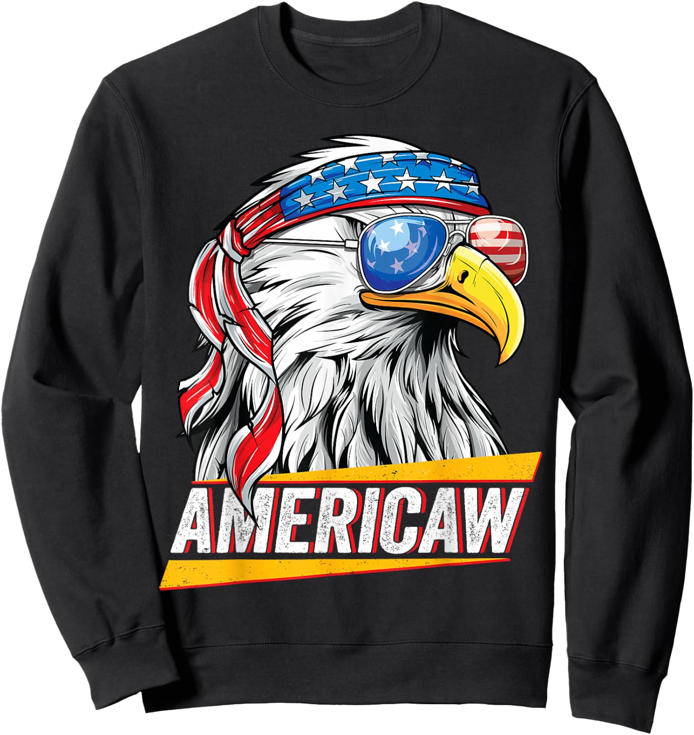 Bald Eagle Americaw American Flag USA Patriotic Merica Sweatshirt - Sweatshirt | Black