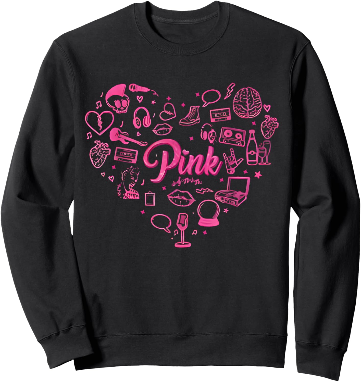 Girl Retro Pink First Name Personalized Groovy 80's Funny Sweatshirt - Sweatshirt | Black