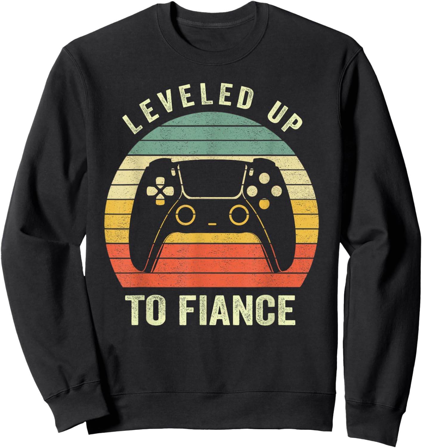 Leveled Up To Fiance Newly Engaged Couple Men Gift Sweatshirt - Sweatshirt | Black
