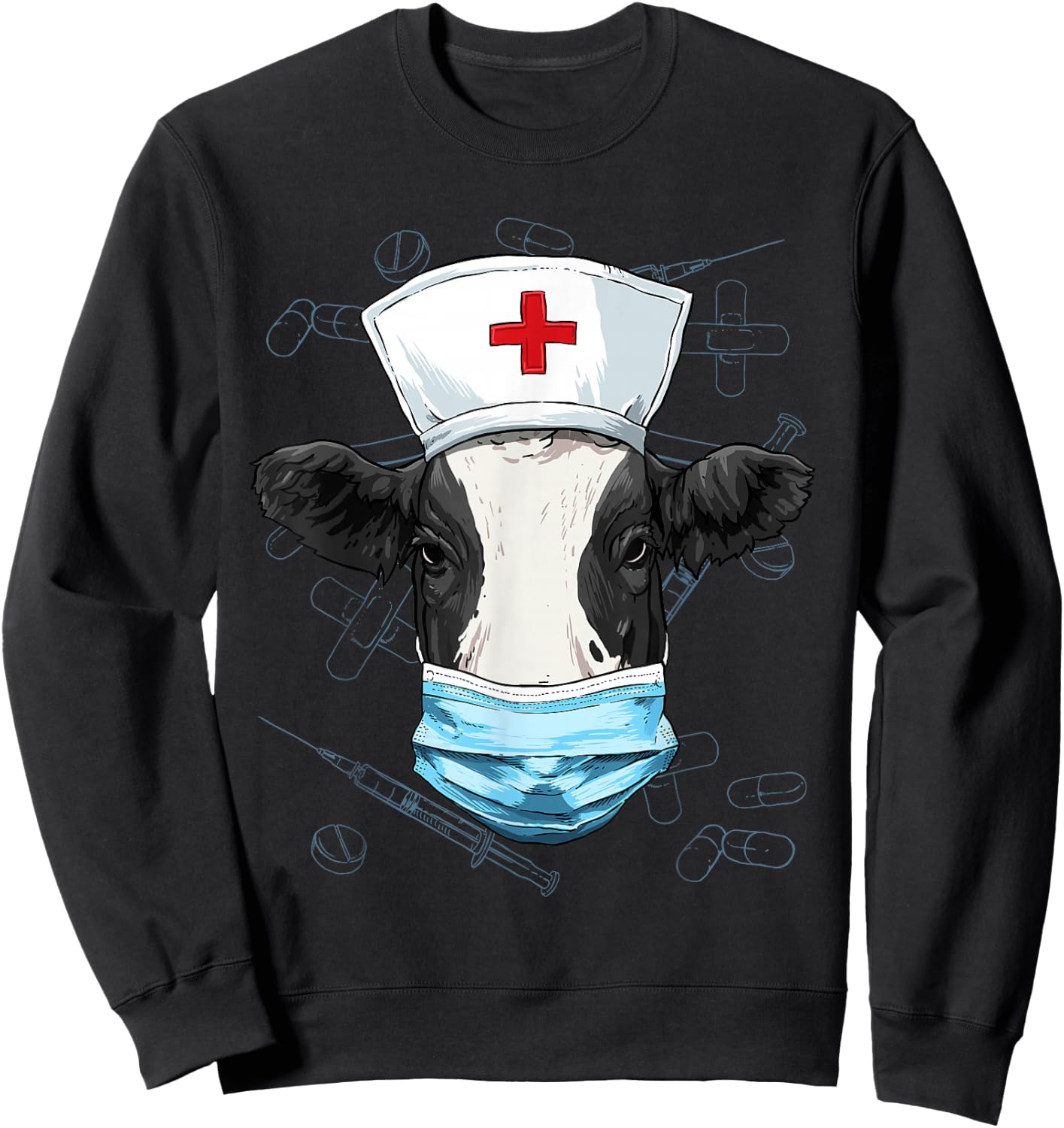 Cow Nurse Shirt Nursing Student Registered Nurse RN LPN CNA Sweatshirt - Sweatshirt | Black
