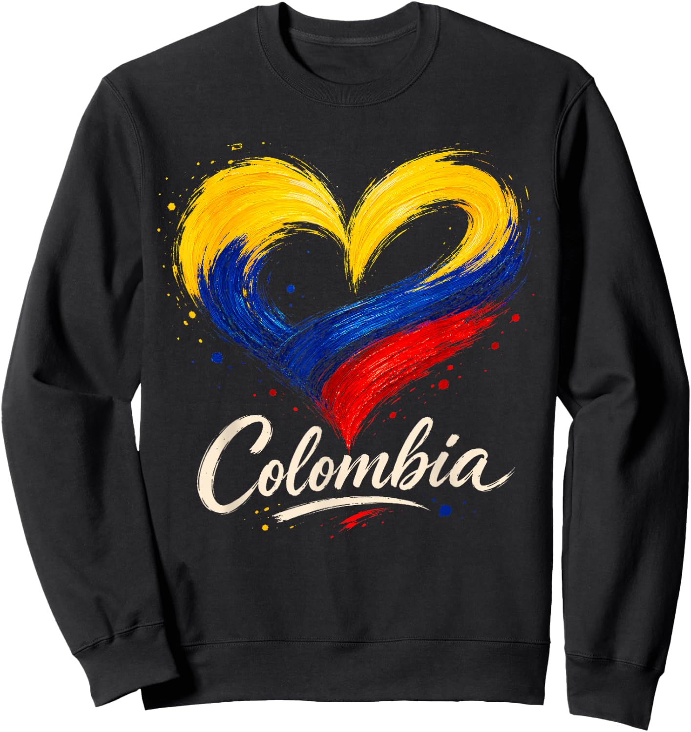 Love Colombia Flag Heart Pride Colombian Patriotic Women Sweatshirt - Sweatshirt | Black