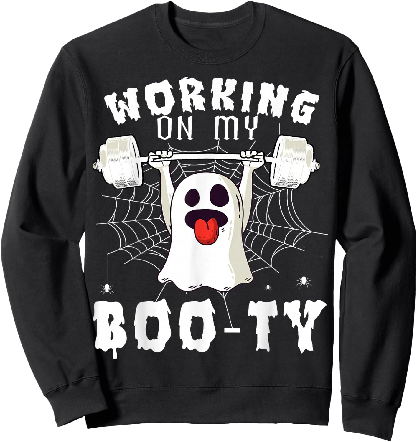 Funny Halloween Workout Gym Working On My Boo-Ty Men Women Sweatshirt - Sweatshirt | Black