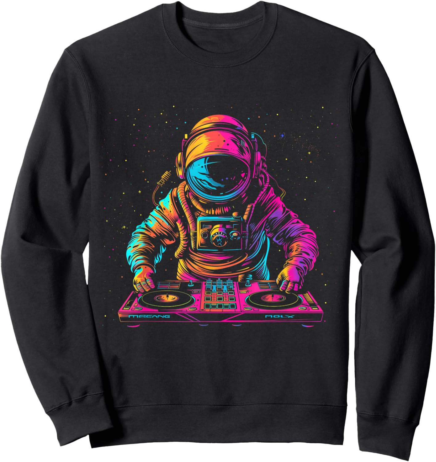DJ Astronaut Space EDM Techno House Music Vinyl Record Sweatshirt - Sweatshirt | Black